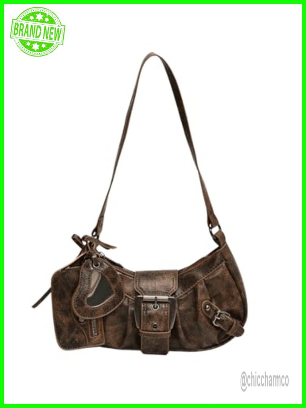 Y2K Shoulder Bag PU Leather Hobo Handbag with Coin Purse